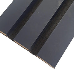Close-up showing the three-sided colour-wrapped finish of a blue acoustic panel