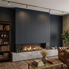 Blue acoustic slat panel for home office