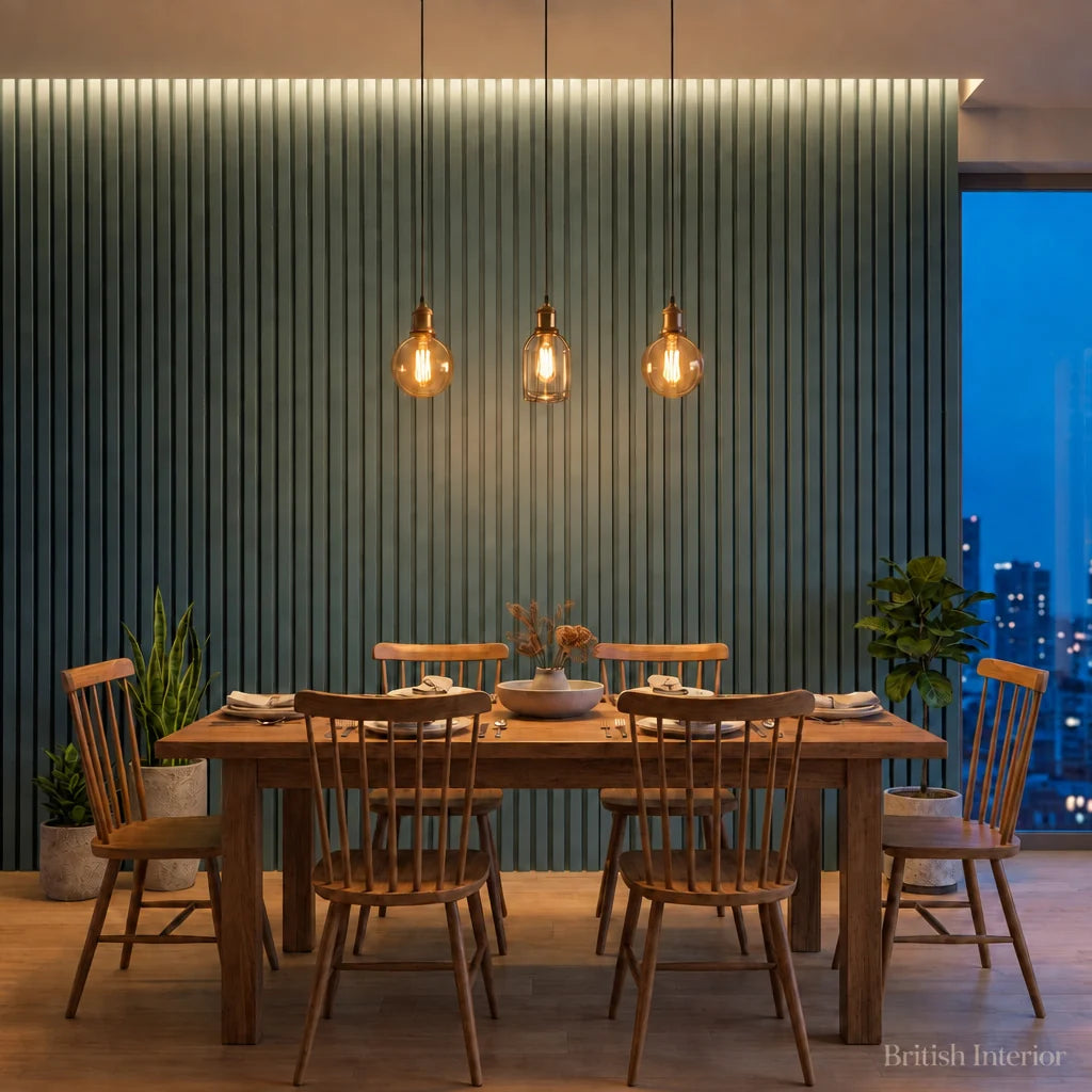 Blue wide slat acoustic wall panel