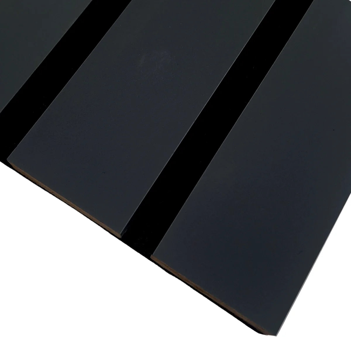 Close-up of blue WIDE slat acoustic wall panel