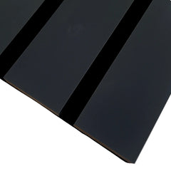 Close-up of blue WIDE slat acoustic wall panel