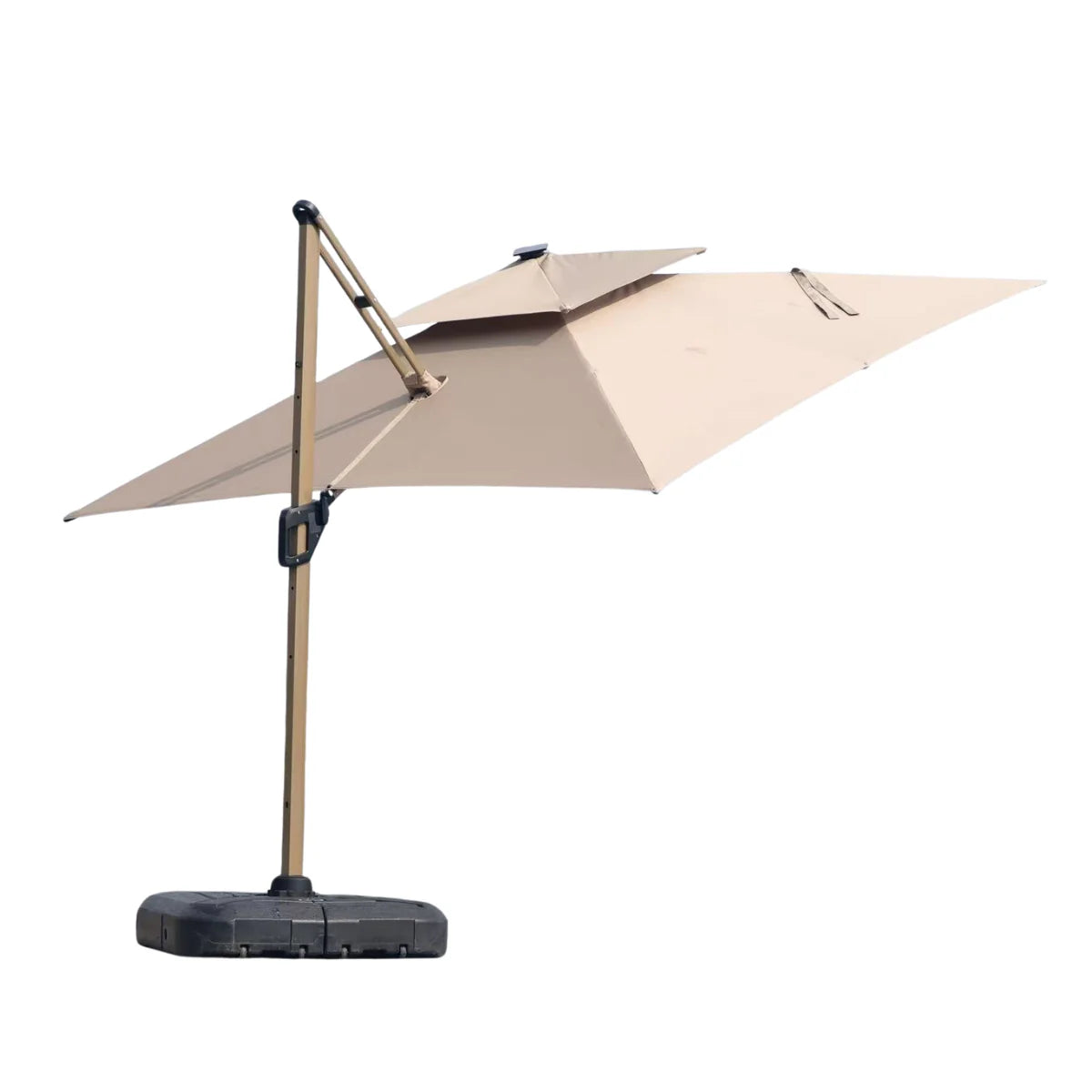 Large square cantilever garden umbrella with durable aluminium frame and protective polyester canopy