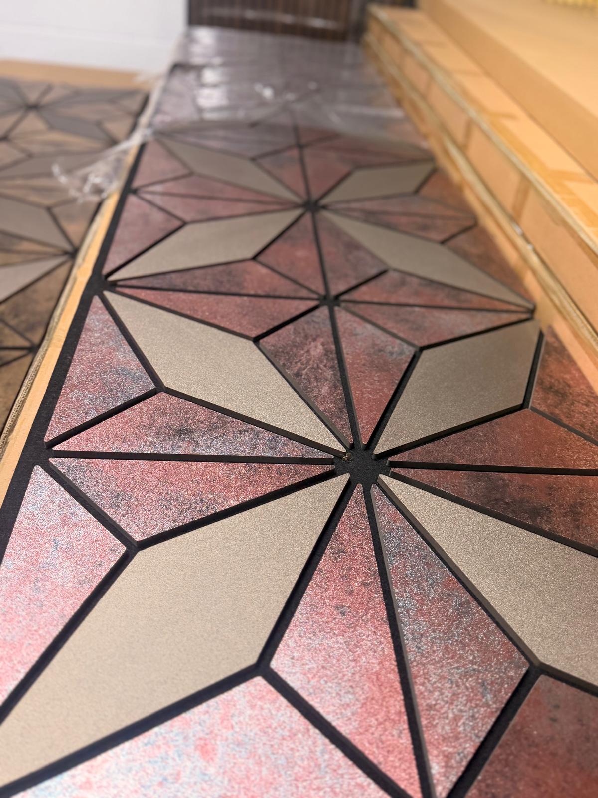 Brown geometric acoustic wall panel 60 x 240 cm