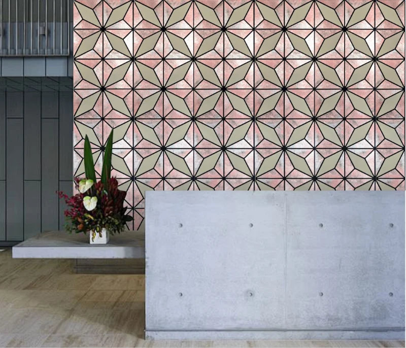 Brown geometric acoustic wall panel for home office