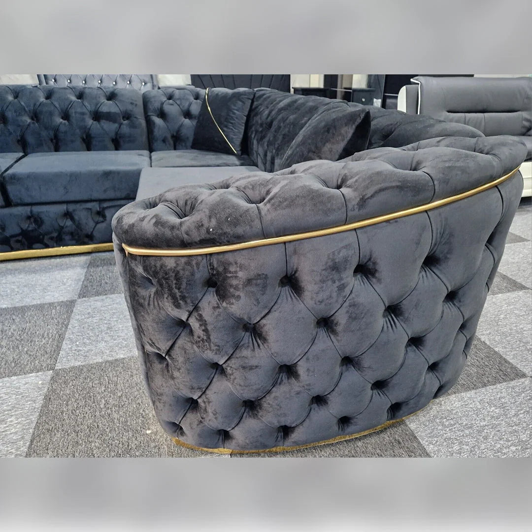 Chesterfield corner sofa with button tufted backrest