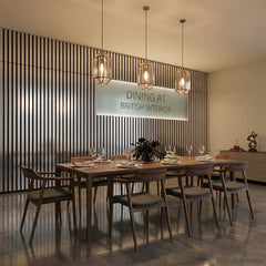 Chrome acoustic slat panel for a contemporary feature wall