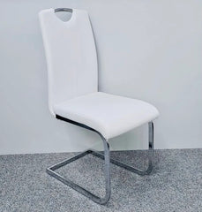 Chrome leg dining chair complementing the Milan white extending dining table