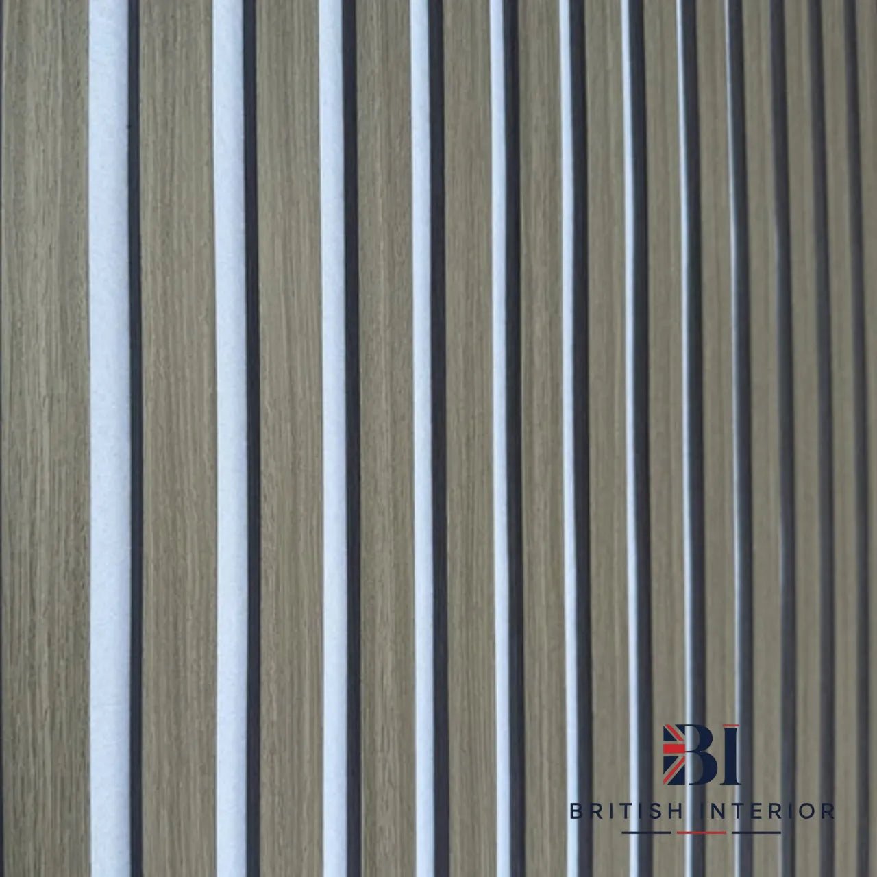 close detail view of Grey Oak acoustic wall panels with grey back felt