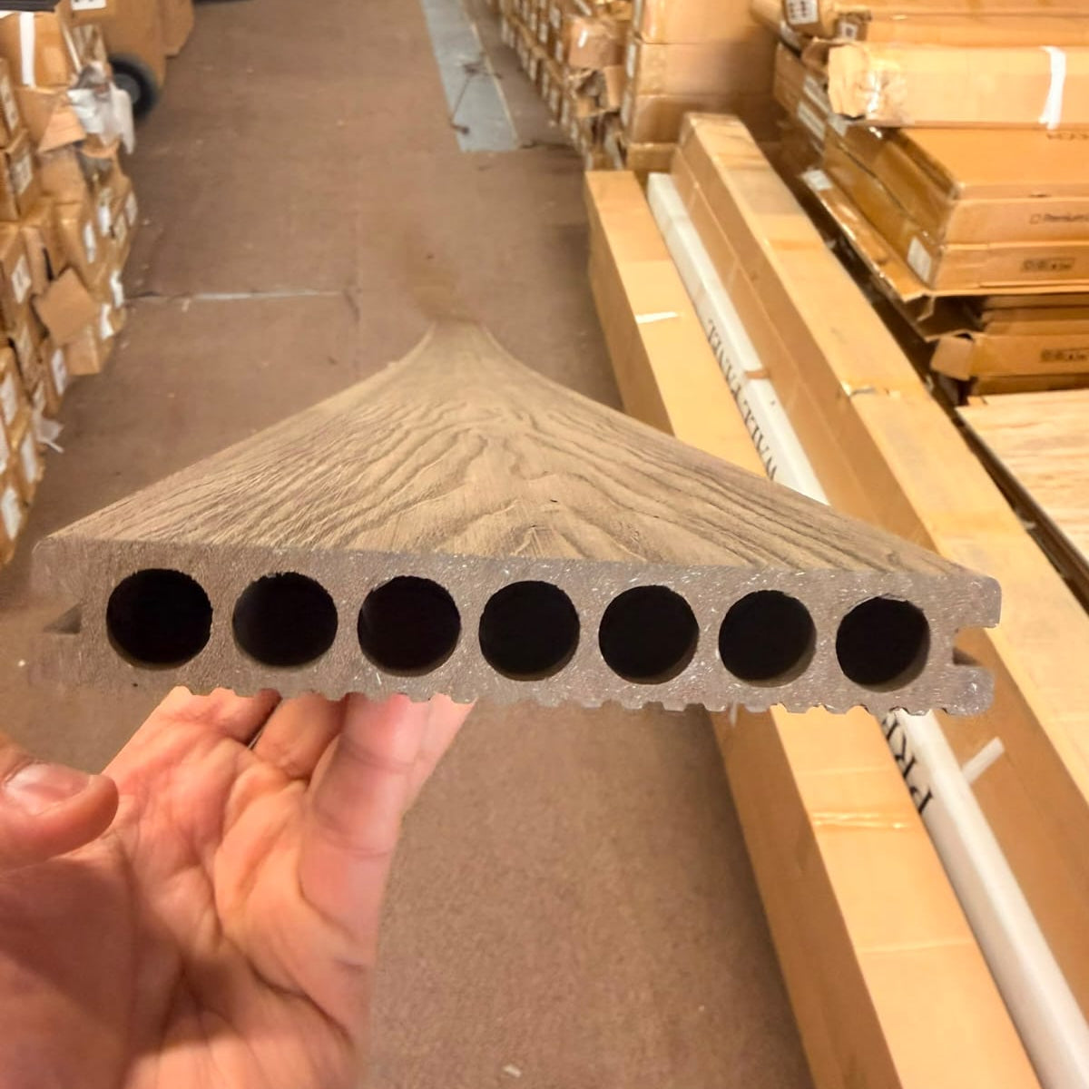 Detailed view of composite decking board