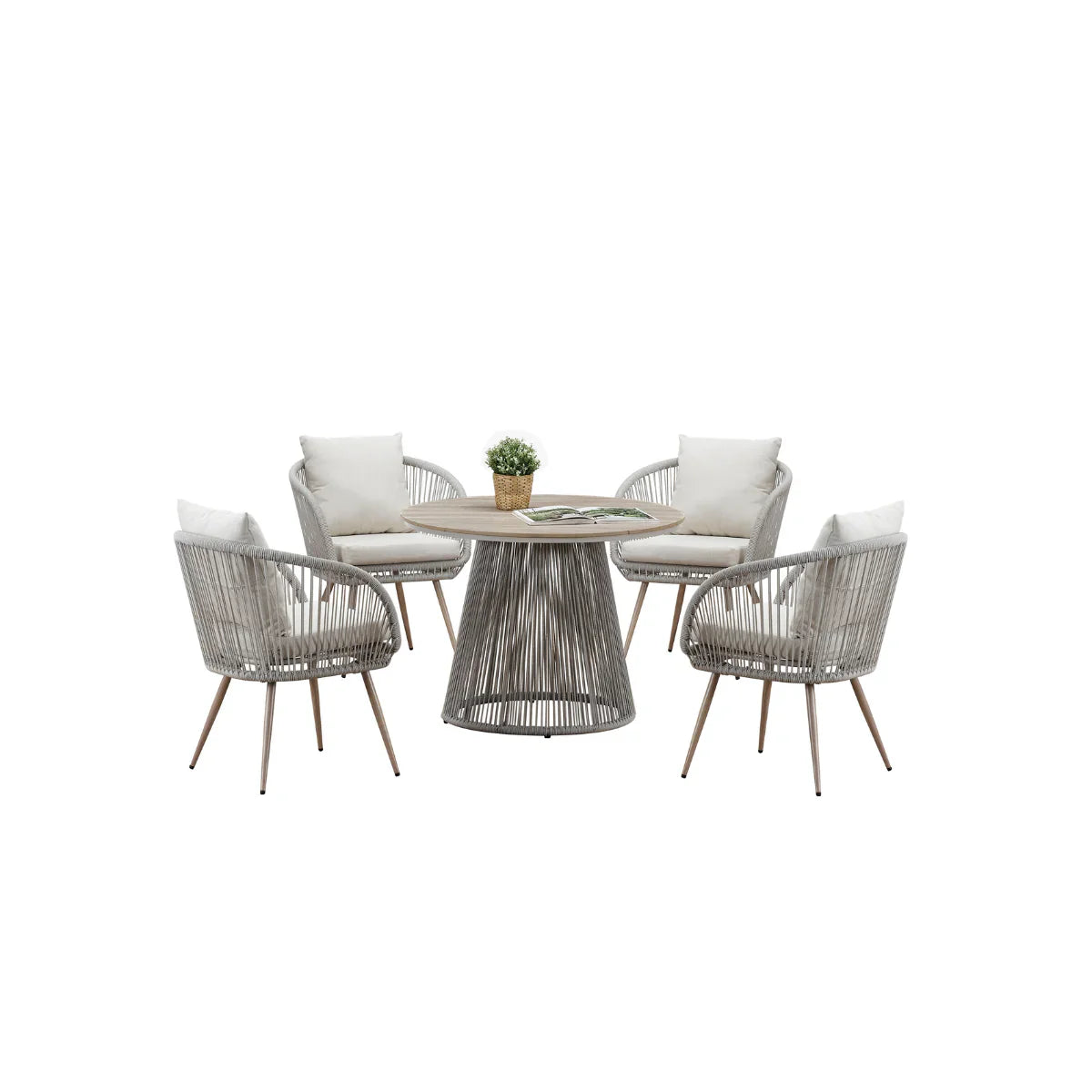 Weather-resistant 4 seater garden dining table and chairs perfect for UK patios, terraces and balconies