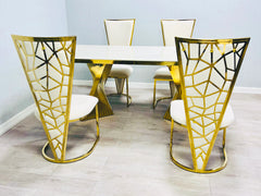 Ravello luxury cream and gold dining set designed for contemporary Birmingham dining rooms and family meals