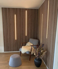 Premium Smoked Oak Acoustic Slat Wall Panels 32 × 240 cm – 3-Sided Wood Veneer, Pack of 2