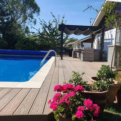 Dark brown composite decking boards 290cm