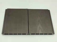 Interlocking connection system for dark brown composite fence panels