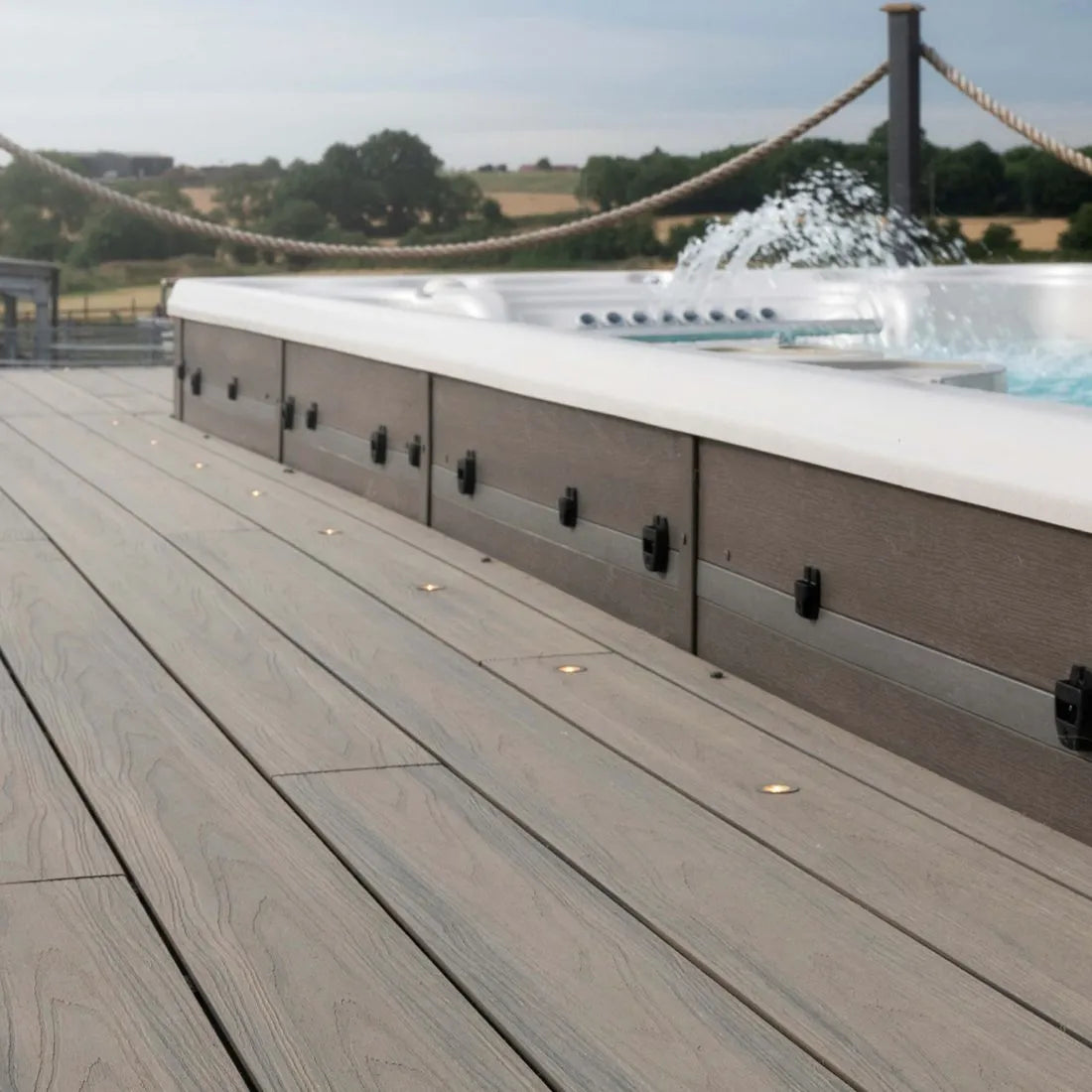 Dark brown WPC garden decking for outdoor living