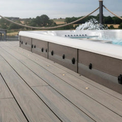 Dark brown WPC garden decking for outdoor living