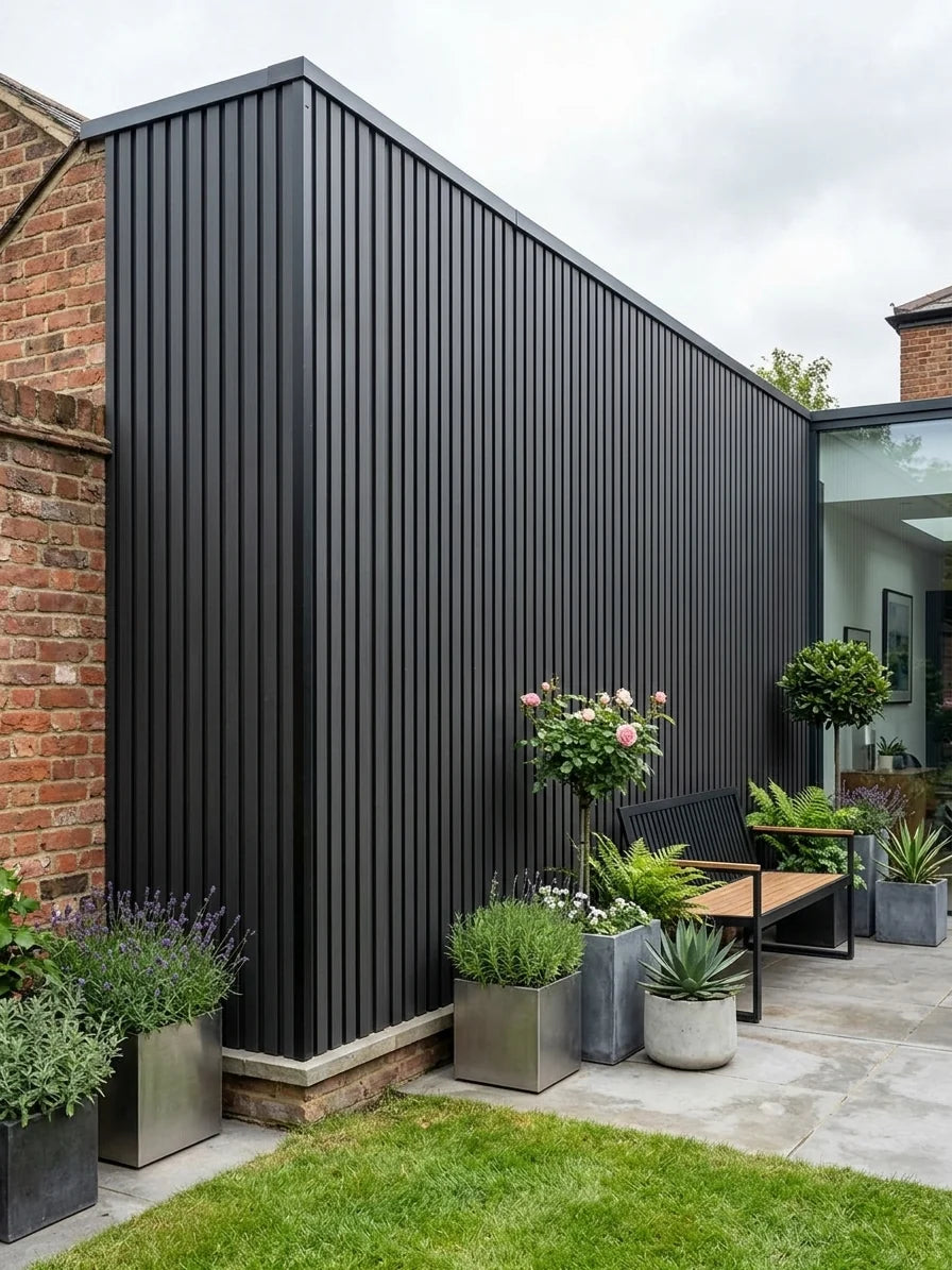 Dark grey composite wall cladding panel available in 180cm length