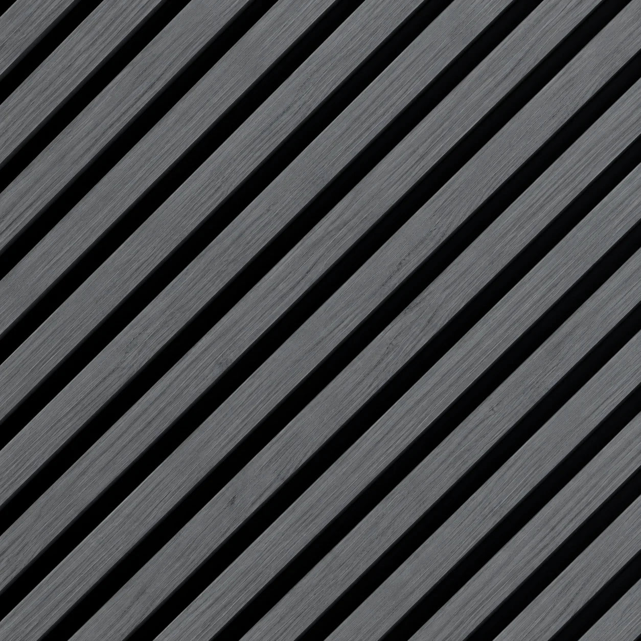 Close-up of dark grey acoustic slat wall panel