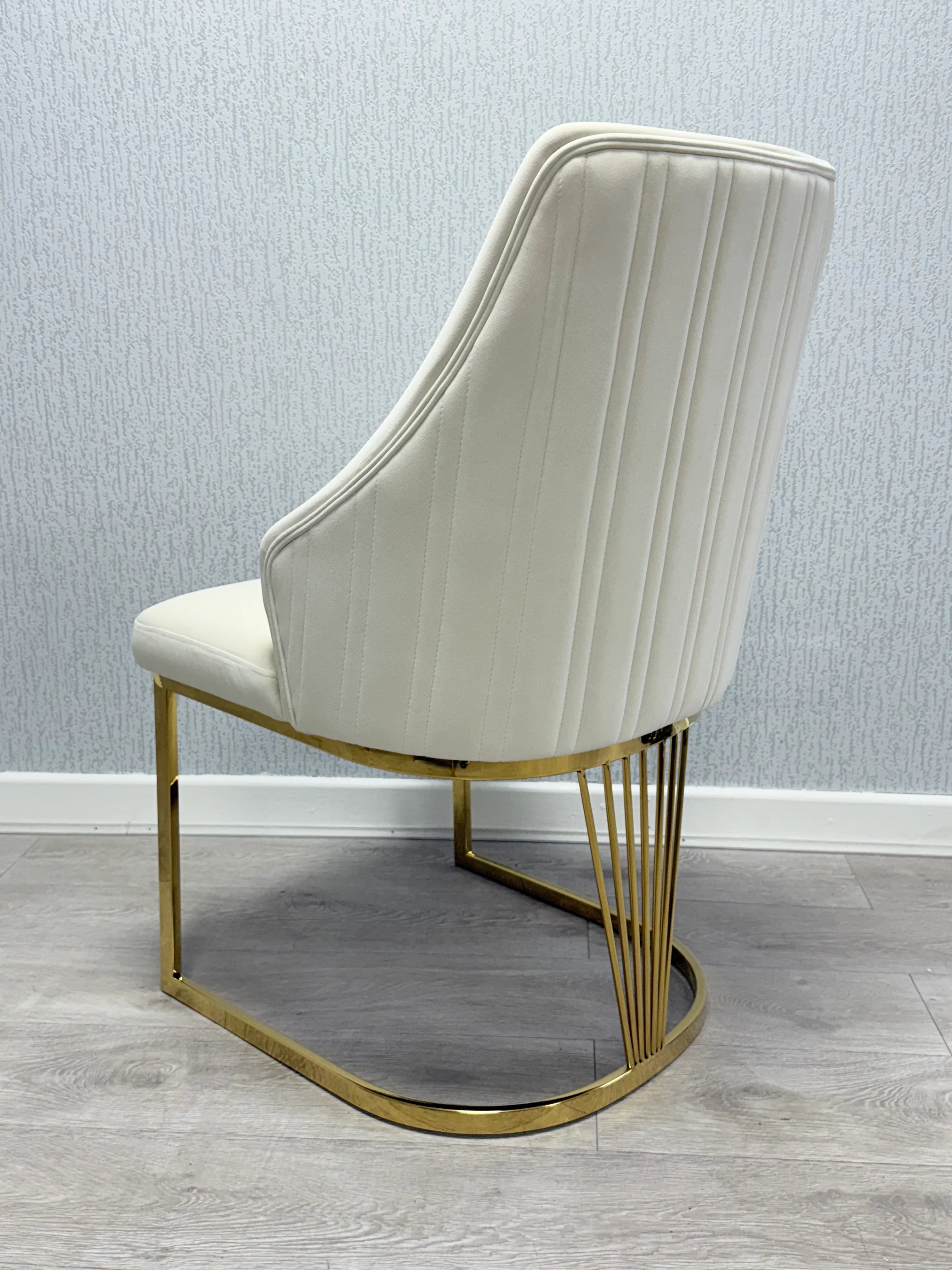 A refined dining solution for Cardiff interiors, featuring designer craftsmanship and a luxurious cream gold colour palette.