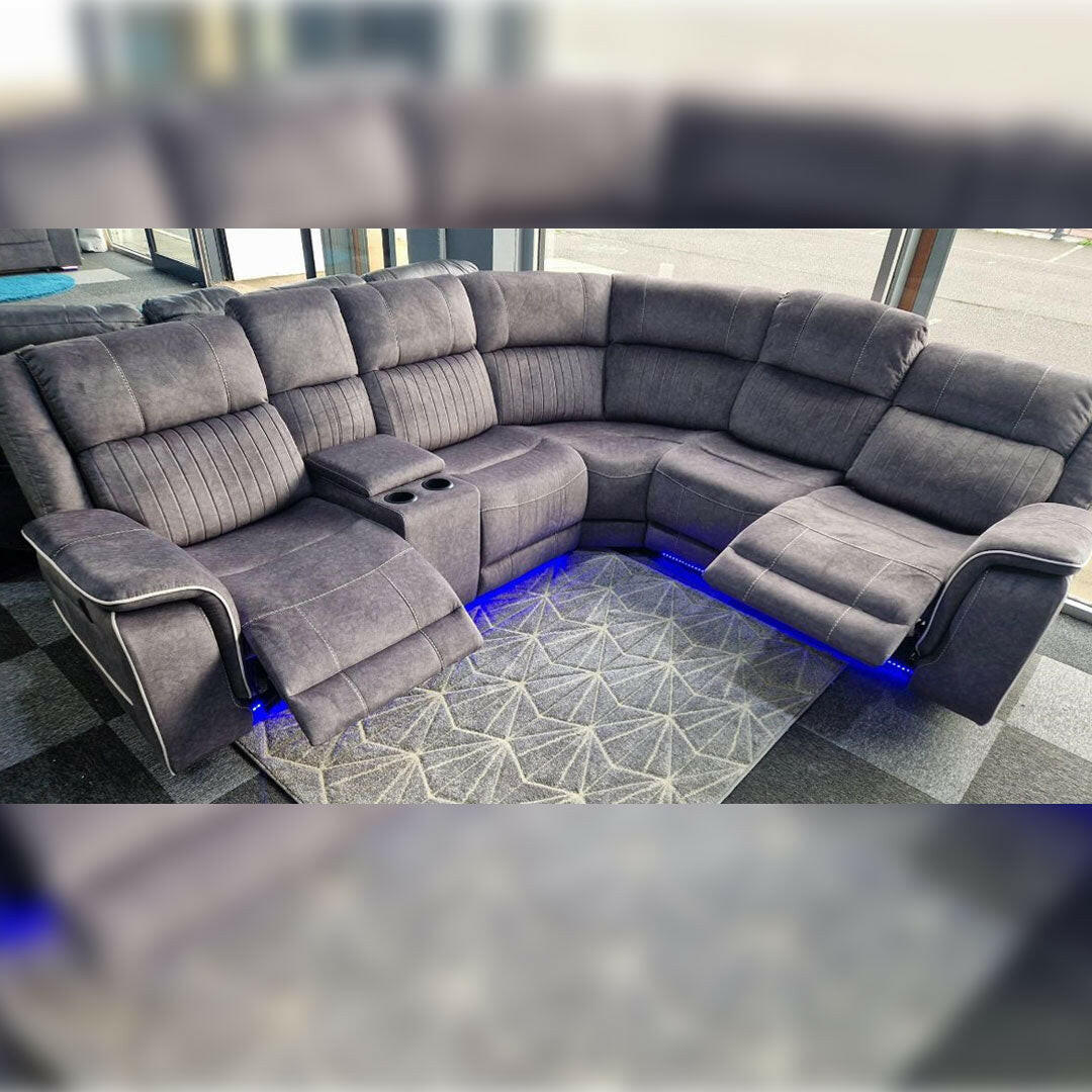 Electric corner sofa with LED ambient lighting