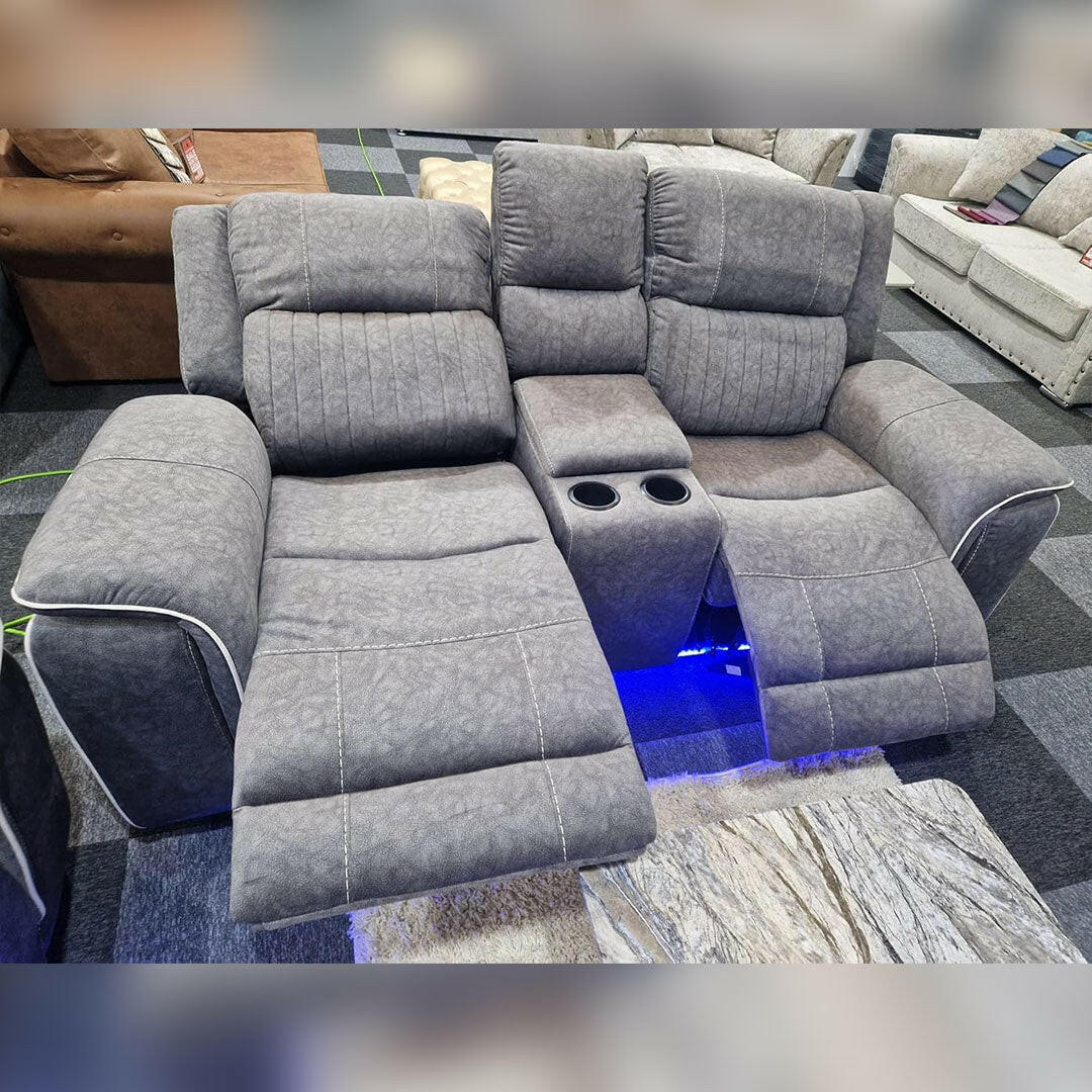 Electric recliner sofa with integrated cup holder console