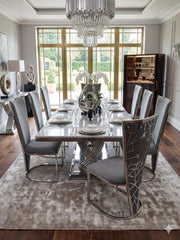 Elina 180cm grey marble dining set with Vienna Grey Chairs offering spacious 6 to 8 seater dining for family meals