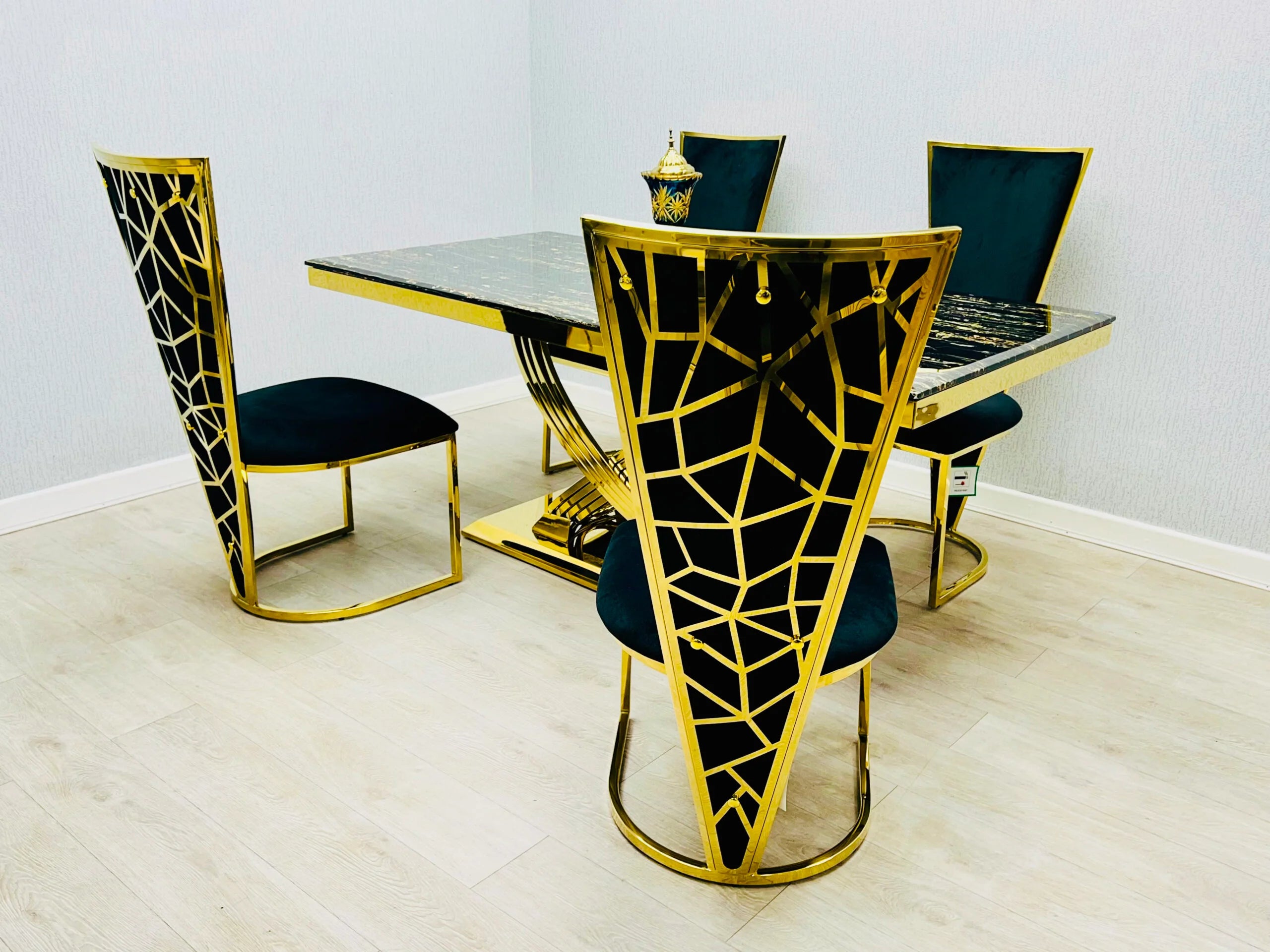 Statement gold marble dining furniture for sophisticated dining rooms in Surrey and surrounding areas