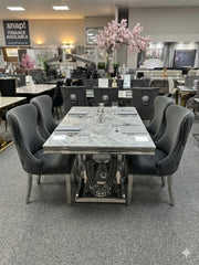 4 to 6 seater Elina grey marble dining table for sophisticated homes in London and Surrey