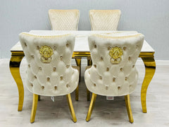 Sophisticated Elina marble dining set with Victoria chairs for luxury family dining and entertaining in Buckinghamshire
