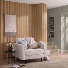 Flexible Oak Reed wall panel installed on a curved wall