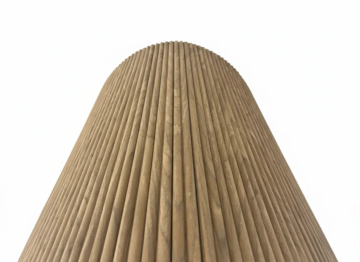 Flexible Walnut Reed wood veneer wall panel around a column