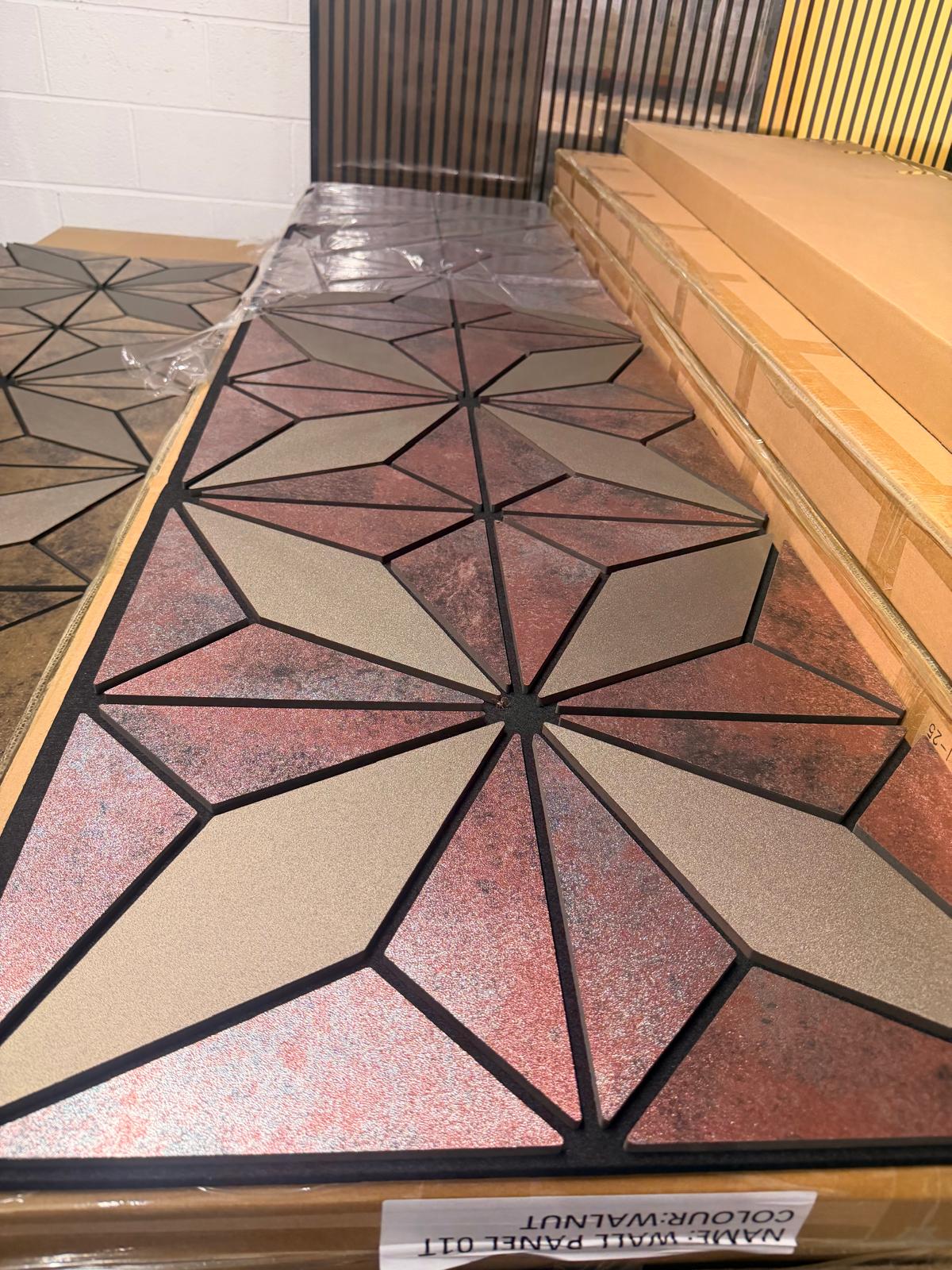 Brown geometric wall panel surface detail
