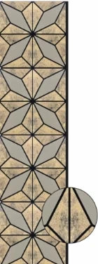 Gold glitter acoustic wall panelling with geometric pattern