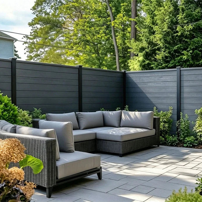 Modern grey composite garden fence panels