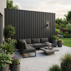 Grey interlocking composite wall cladding panels for UK exterior walls