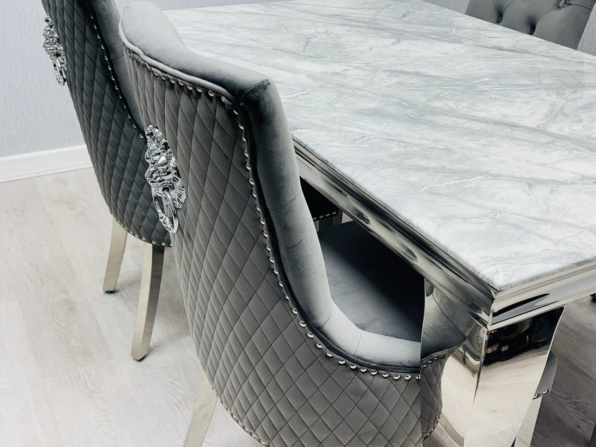 Modern grey marble dining table for 4, 6 or 8 people, creating a premium dining space in Leeds family homes.