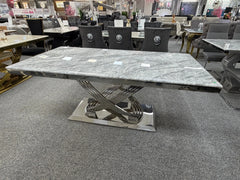 Smooth grey marble dining tabletop designed to bring an upscale stone finish to contemporary UK dining spaces