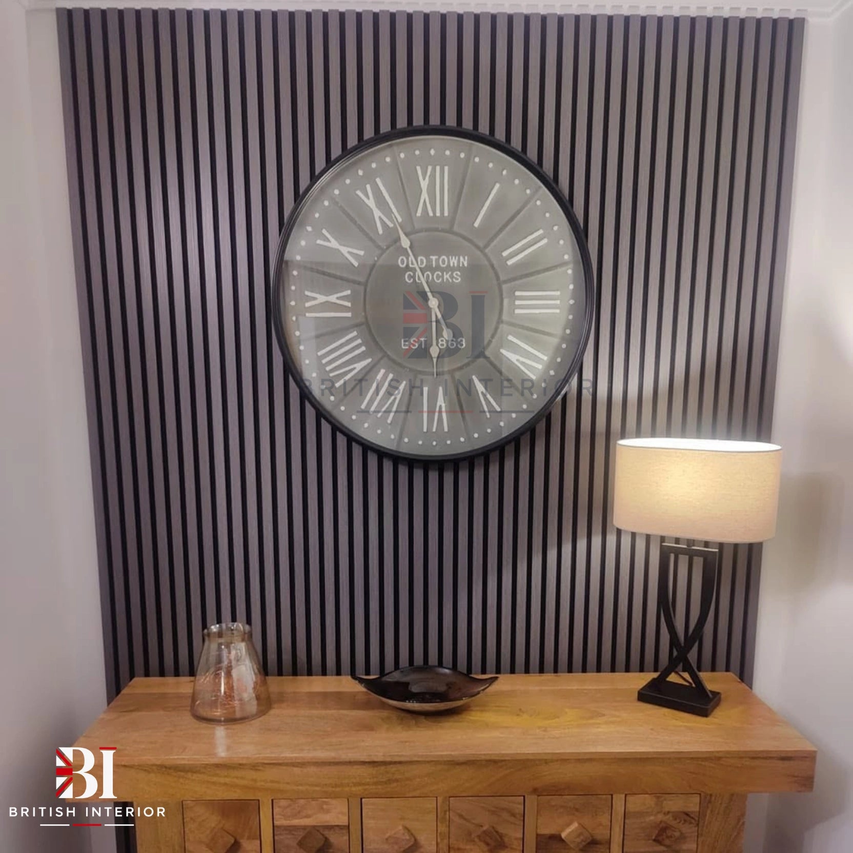 Grey oak acoustic wall panel measuring 60 x 240 cm