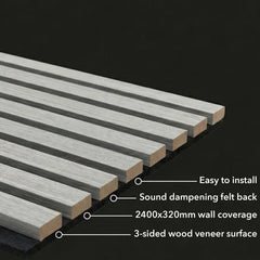 Grey Oak acoustic slatted wall panels UK
