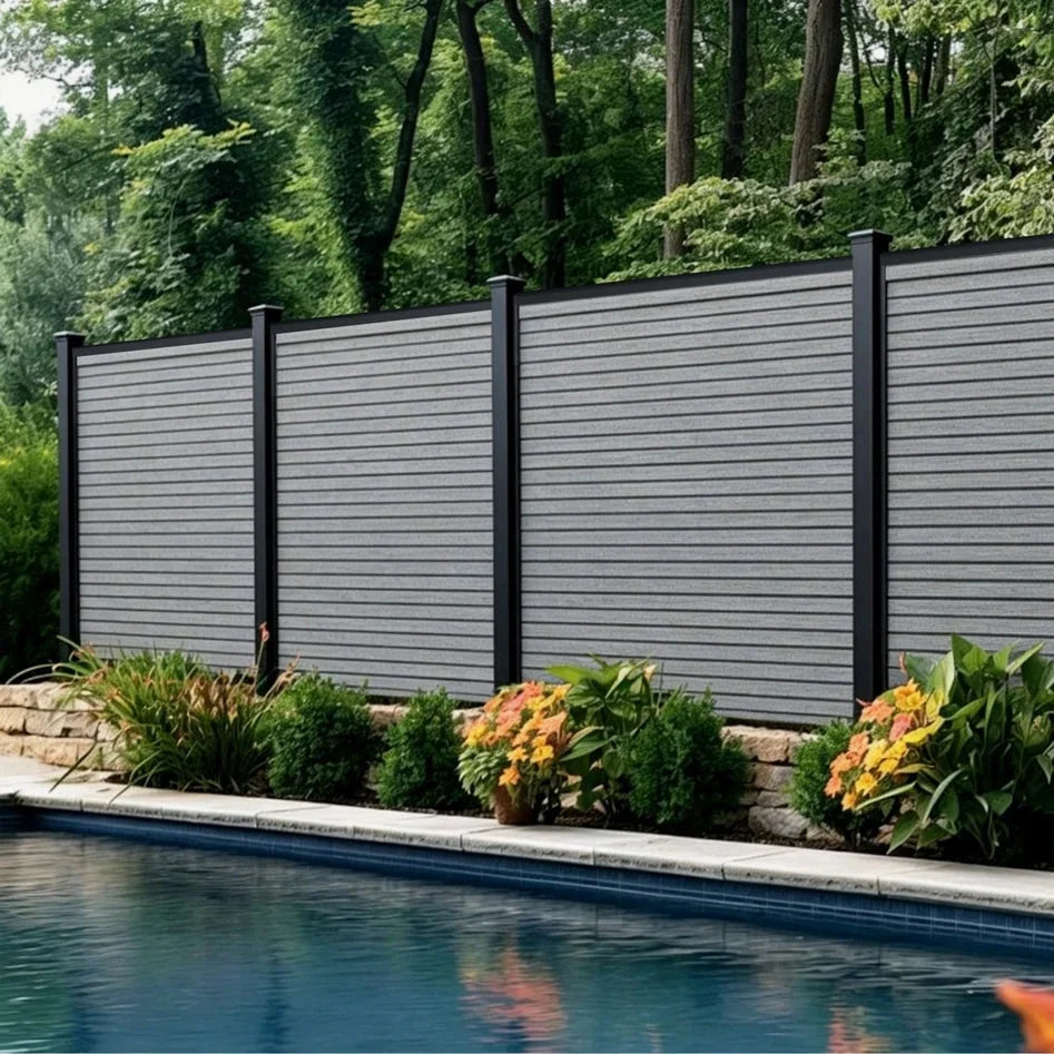 Completed Grey Oak composite fence installation