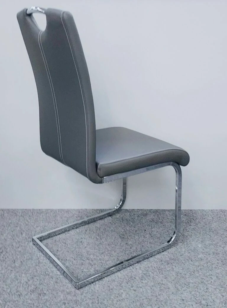 Chrome leg grey dining chair designed to complement the Milan dining collection