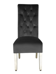 Grey upholstered lion knocker dining chair designed for elegant dining spaces