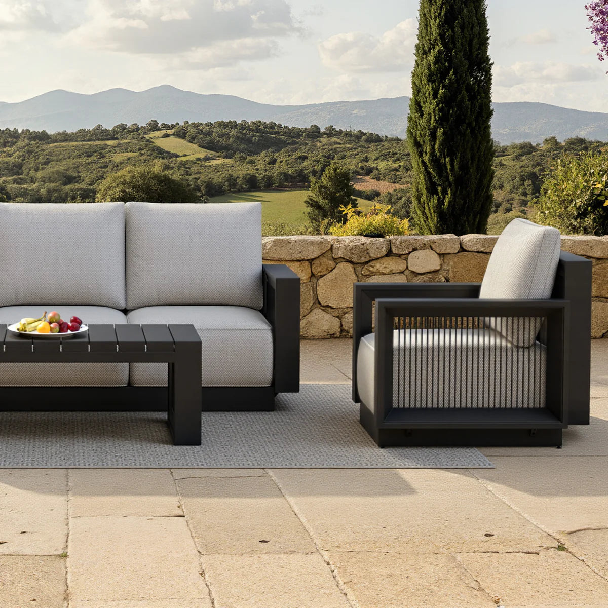 Aluminium Polyrattan Garden Sofa Set