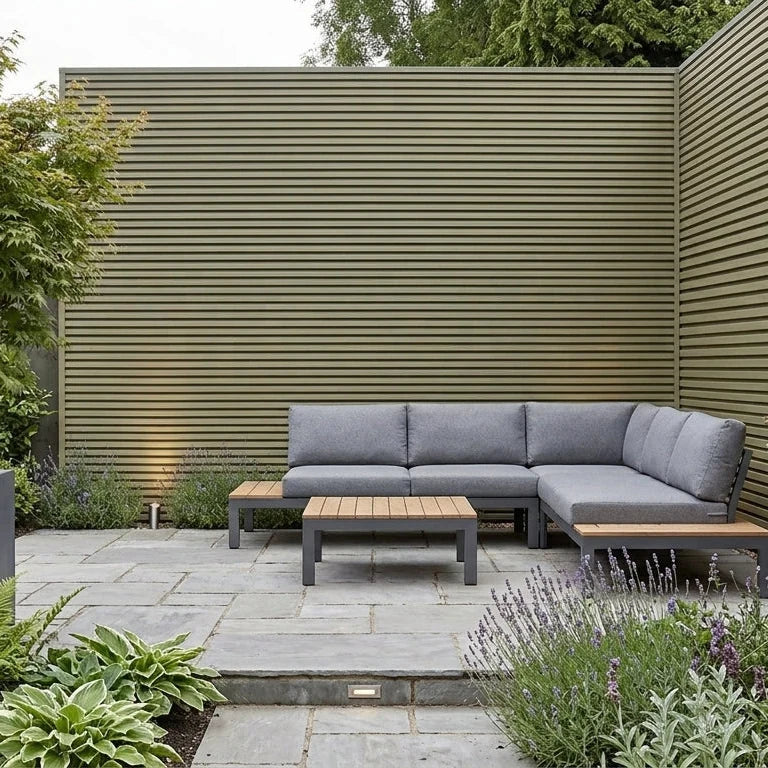 Khaki composite wall cladding panels for outdoor exterior walls