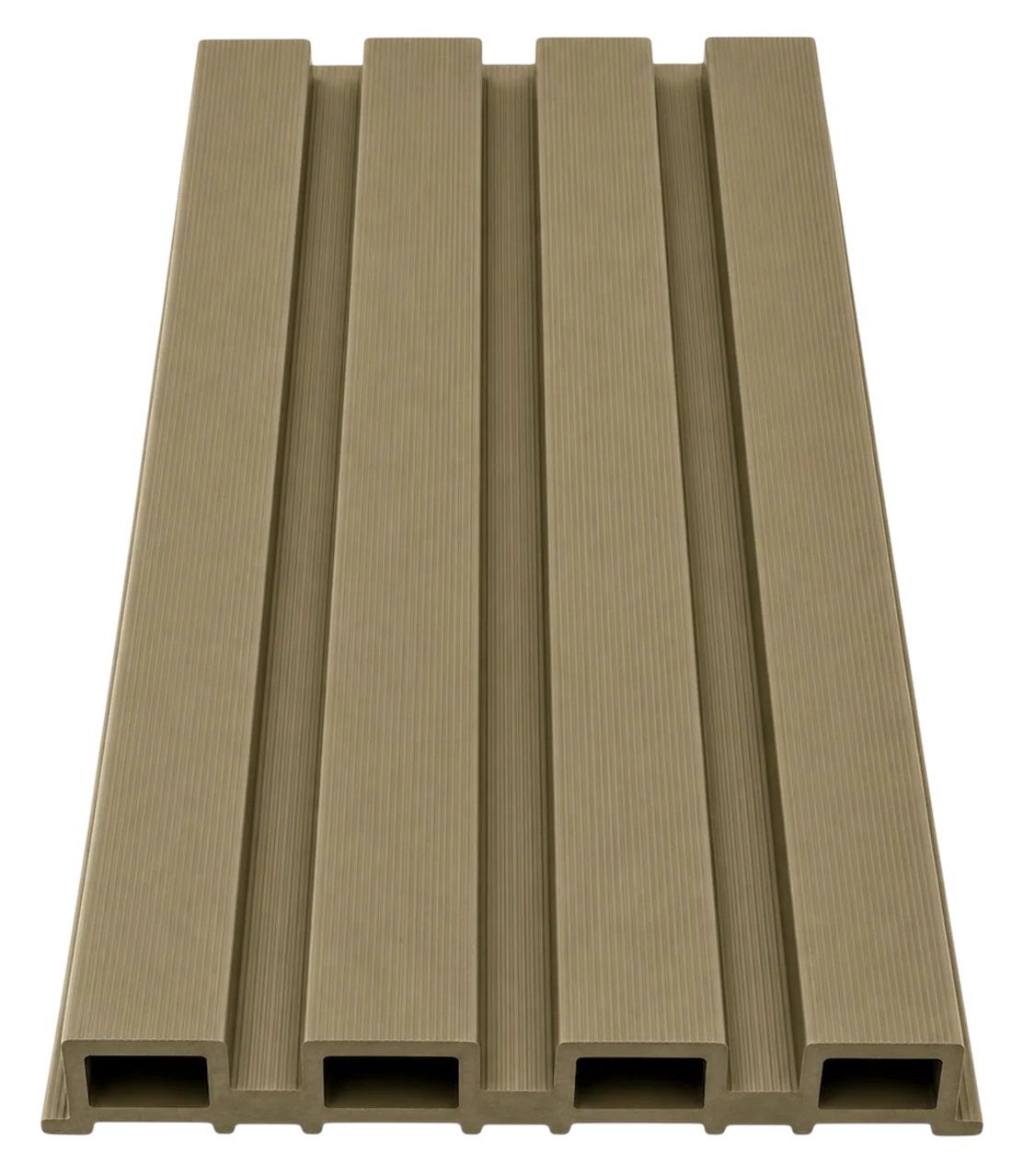 Detail of khaki WPC wall cladding exterior profile