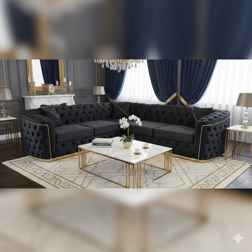 Large 5 seater Chesterfield corner sofa