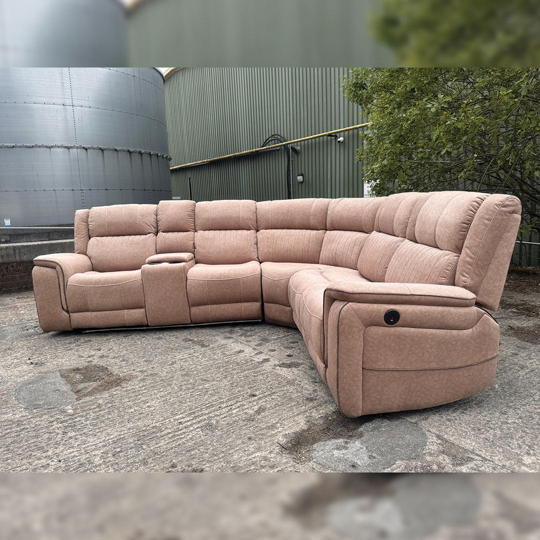 Large fabric electric recliner corner sofa