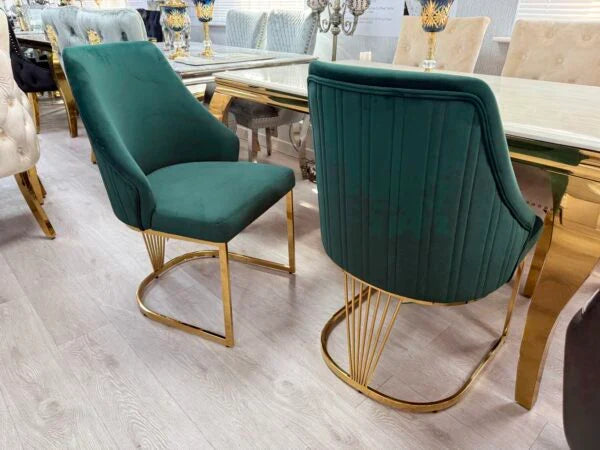 Luxury marble dining furniture with grey fabric chairs, perfect for contemporary manchester and Leeds family homes.