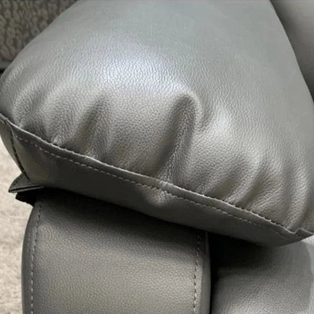 Leather sofa with dense foam recliner cushions