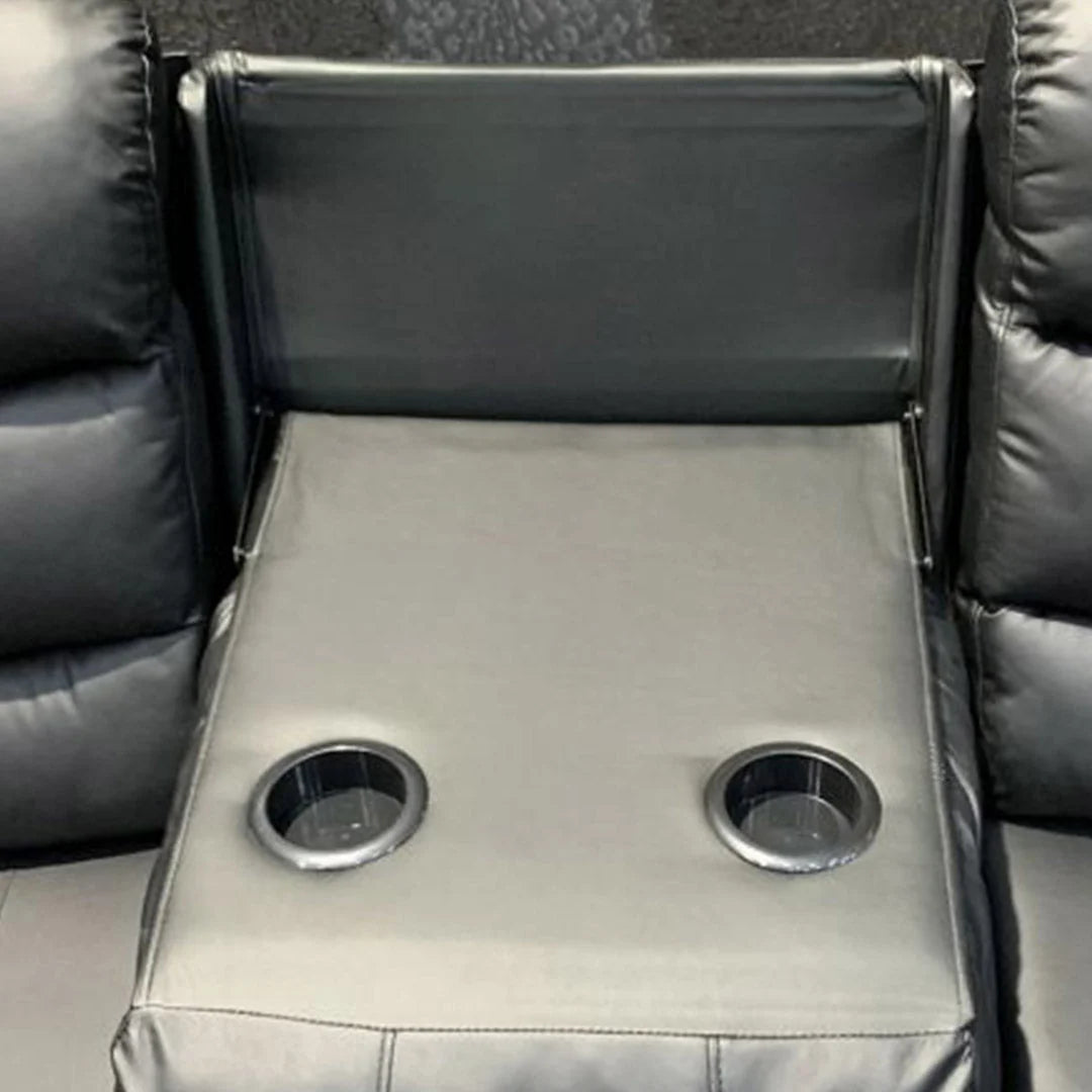 Leather recliner sofa with cupholders for home